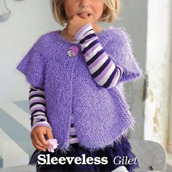 Gilet sans manches moelleux pour enfants tricotant un modèle numérique pdf pour s'adapter aux tailles 2-10 ans DK télécharger
