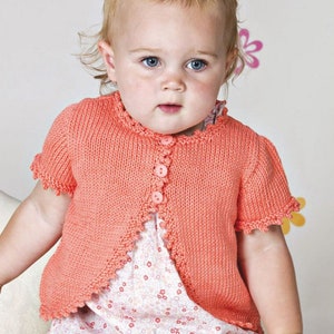 Baby knitting pattern girl&#39;s flared bolero baby bolero 18-24&quot; DK PDF download