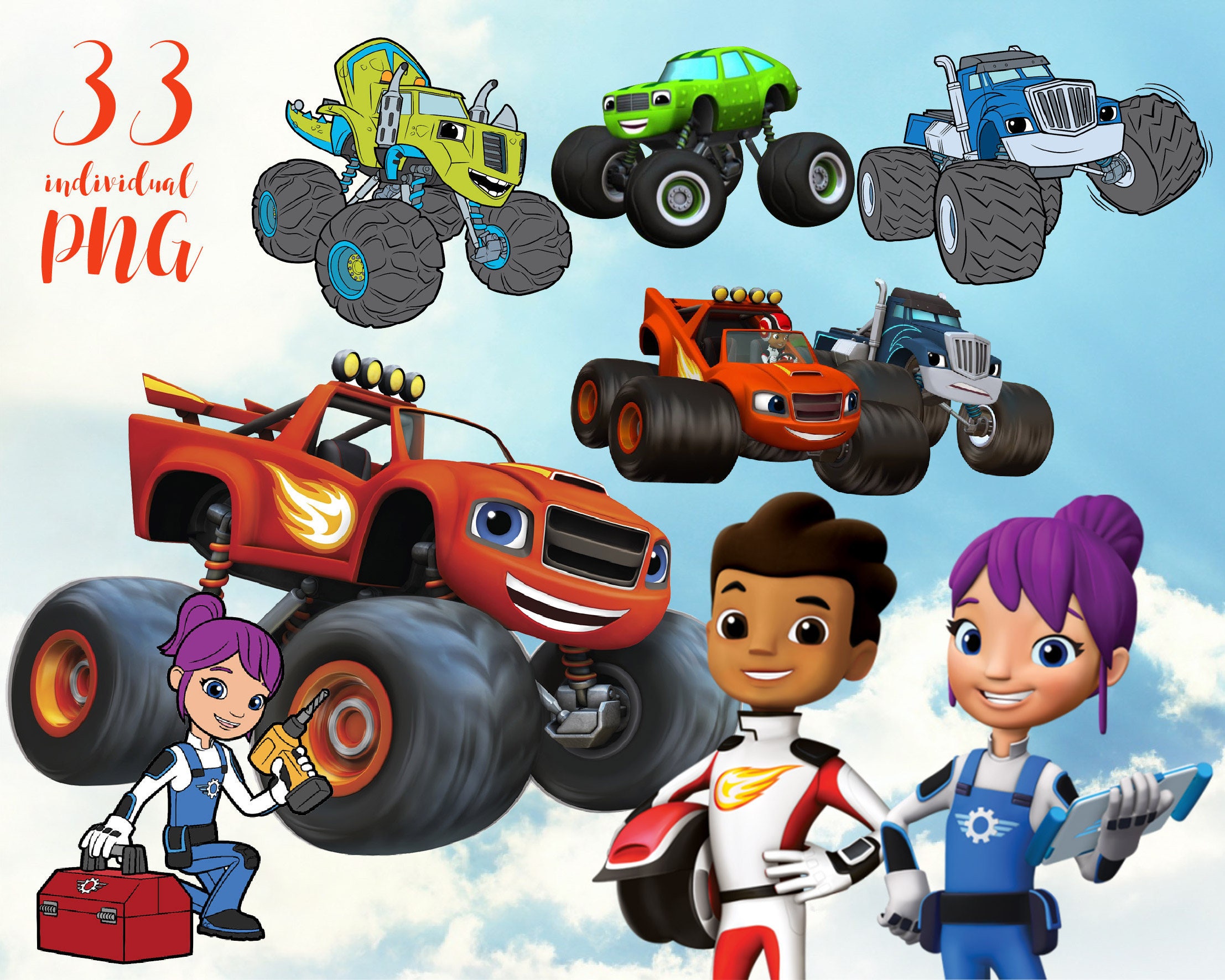 Blaze and the monster machines Clipart Disney Clipart Etsy