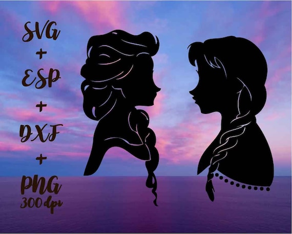 Download Elsa and Anna Silhouettes Cutting Files Disney couple clipart | Etsy