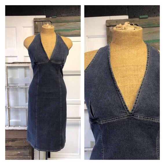 halter jean dress