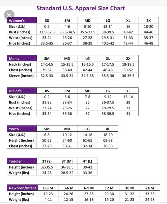 Bobbie Brooks Size Chart