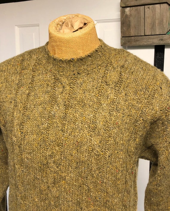 Traditional Aran Fisherman's Wool Cable Knit Sweat
