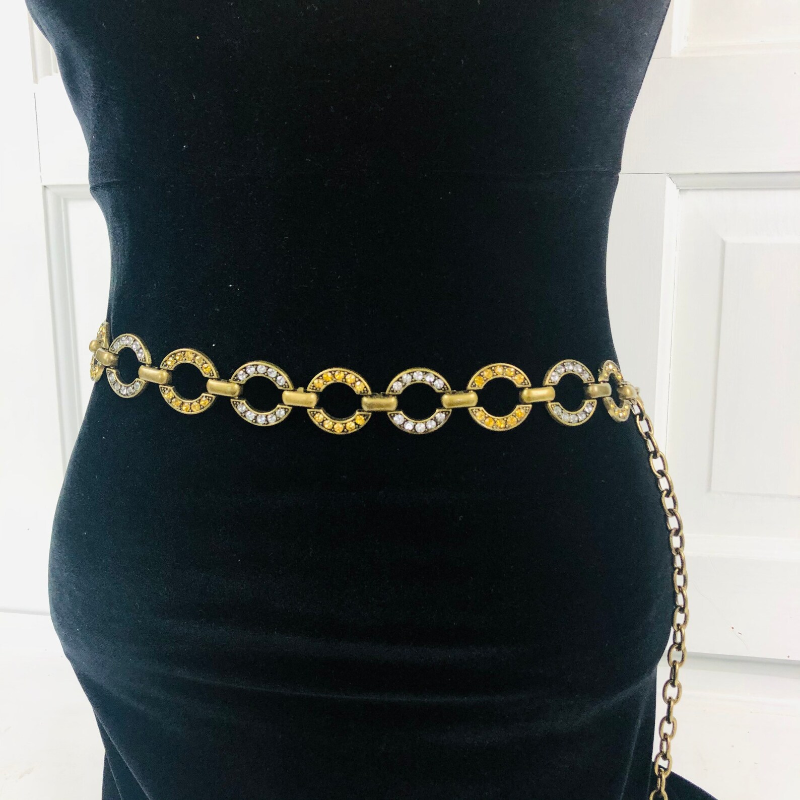 Vintage Rhinestone Chain Belt Chunky Belt Etsy