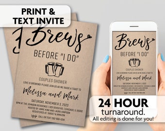Brews Before I Do Shower Invitation | Print, Text or Email Invite