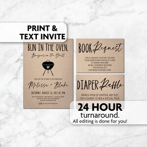 Bun in the Oven Baby Shower Invitation | Diaper Raffle | Book Request | Print, Text or Email Invite