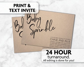 Modern Baby Sprinkle Invites | Print, Text or Email Invite