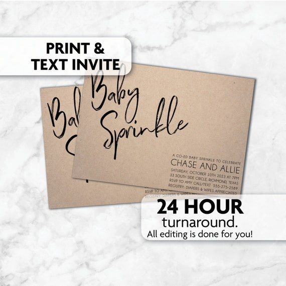 Modern Baby Sprinkle Invites | Print, Text or Email Invite