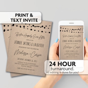 Engagement Party | Before Happily Ever After, Dinner, Drinks and Laughter | Print, Text or Email Invite