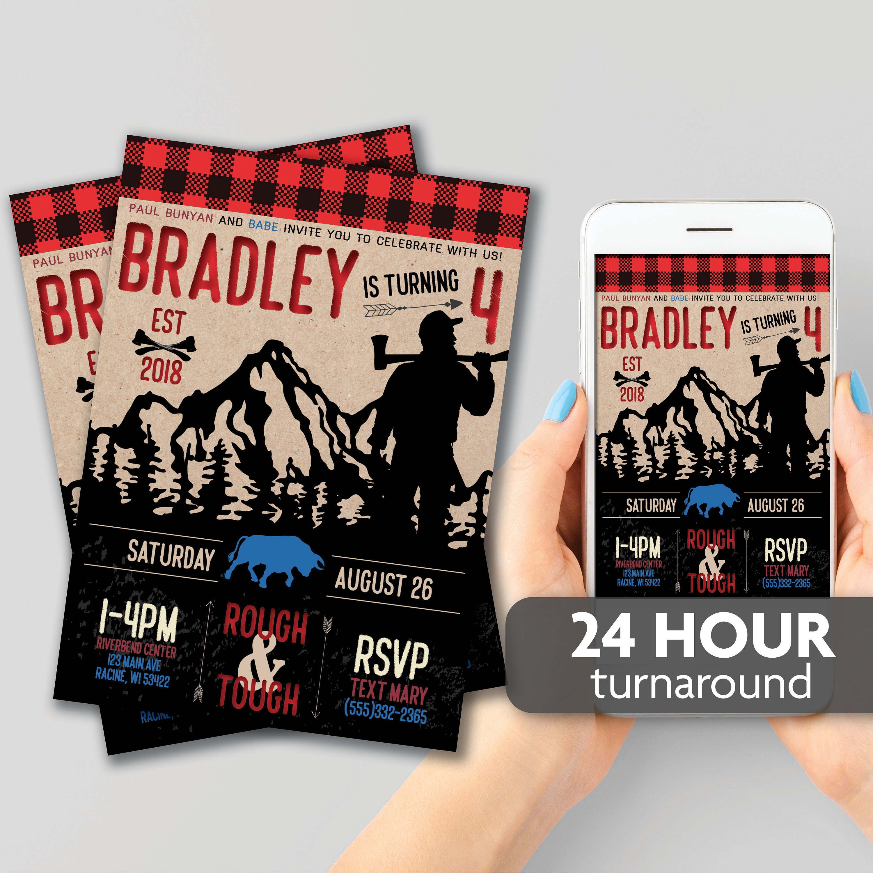 Lumberjack Birthday Invitation Axe Throwing ANY Age Paul - Etsy 日本