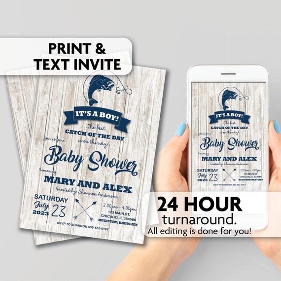 Fishing Baby Shower Invitations Best Catch of the Day Nautical