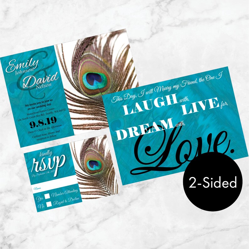 Turquoise Wedding Peacock Wedding Invitation Peacock Feather Wedding Invitation Peacock Wedding Invite