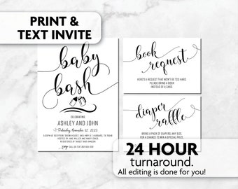 Baby Bash Shower Invitation | Diaper Raffle | Book Request | Print, Text or Email Invite