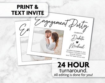 Modern Engagement Invitations with Photo | Print, Text or Email Invite