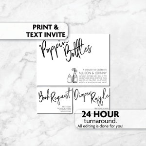 Poppin Bottles Baby Shower Invitation | Diaper Raffle | Book Card | Print, Text or Email Invite