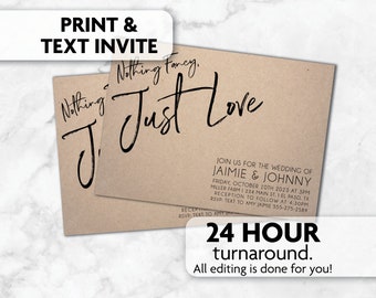 Nothing Fancy, Just Love Wedding Invitation | Print, Text or Email Invite