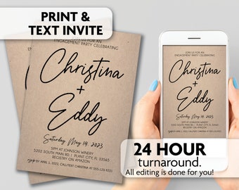 Modern Engagement Invitation | Print, Text or Email Invite