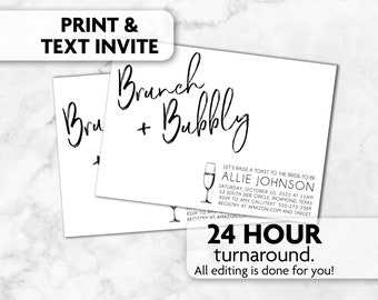 Brunch and Bubbly Bridal Shower Invitations | Print, Text or Email Invite
