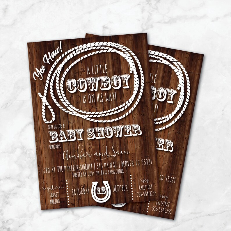 Cowboy Baby Shower Invitation Etsy