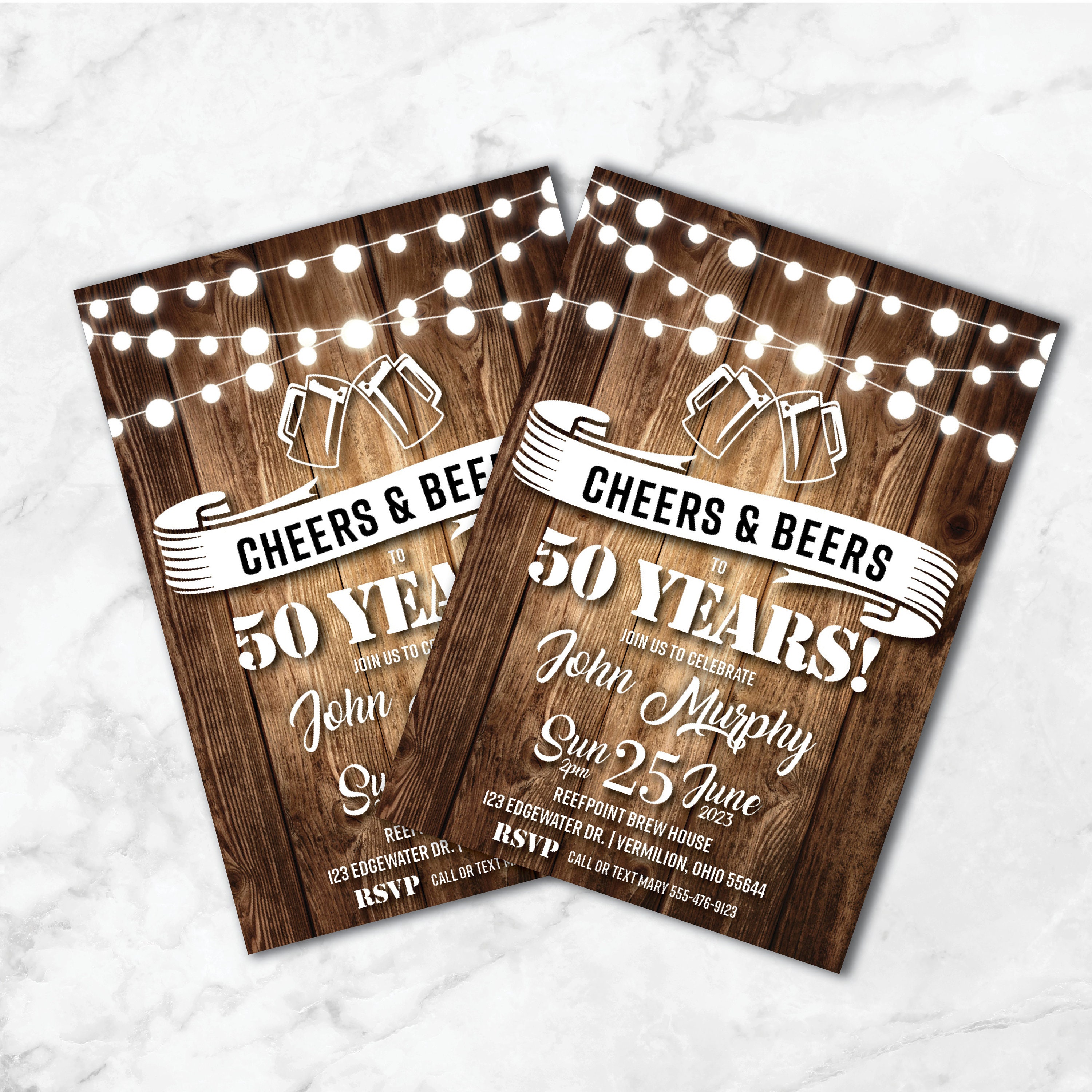 Rustic Birthday Invitations ANY Age Cheer and Beers - Etsy