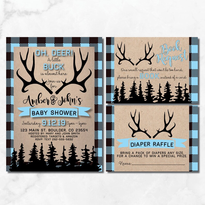 Little Buck Baby Shower Invitation Oh Deer Image 0