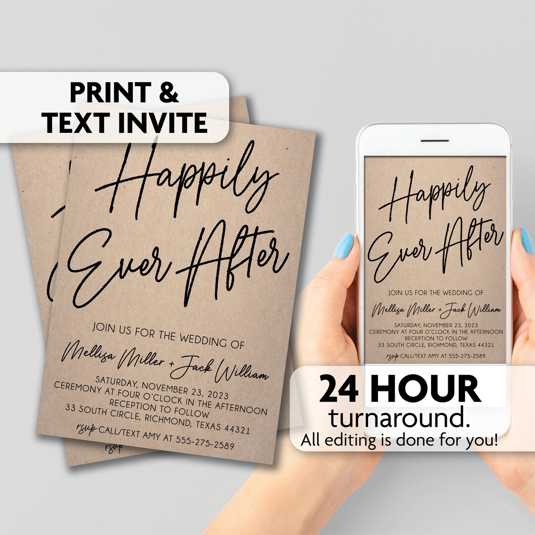 Wedding Invitations | Happily Ever After | Print, Text or Email Invite - Etsy