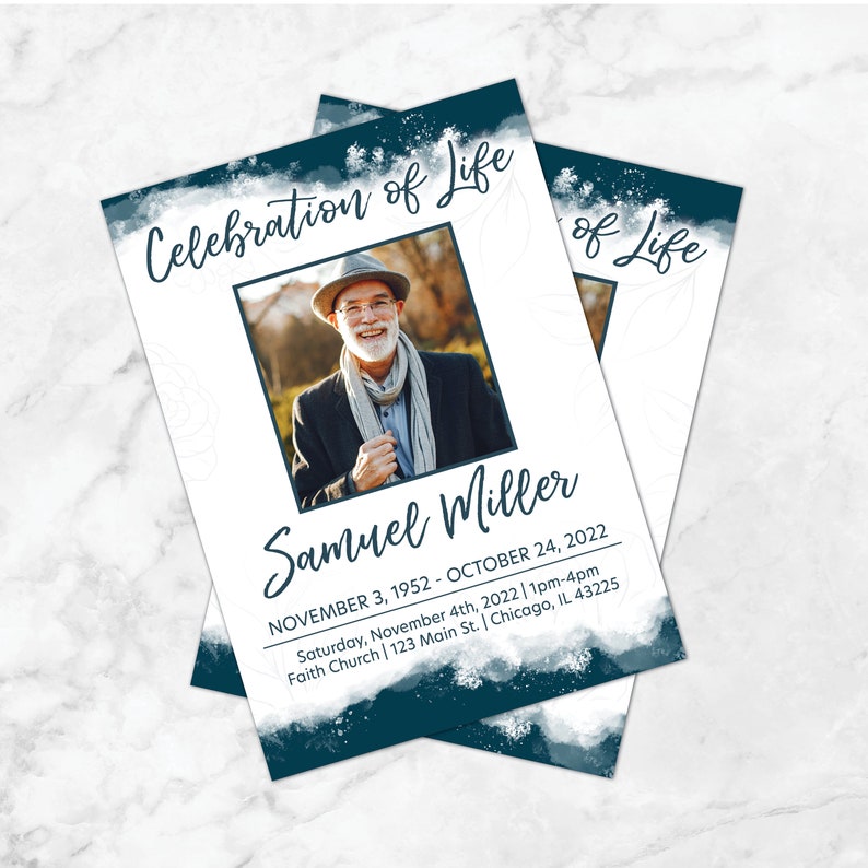 Memorial Invite Celebration of Life Funeral Evite Text Etsy