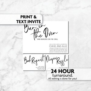 Bun in the Oven Baby Shower Invitation | Diaper Raffle | Book Request | Print, Text or Email Invite
