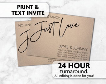 Nothing Fancy, Just Love Wedding Invitation | Print, Text or Email Invite