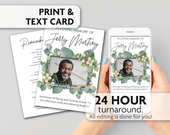 Memorial Poem Card | Celebration of Life | Prayer Card | Print, Text or Email