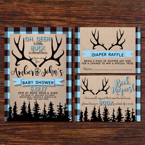 Little Buck Baby Shower Invitation Oh Deer Image 0