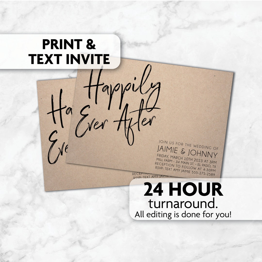 Wedding Invitations Happily Ever After Print, Text or Email Invite - Etsy
