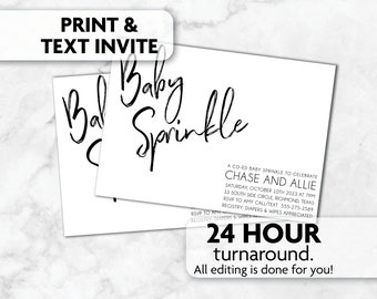 Modern Baby Sprinkle Invites | Print, Text or Email Invite