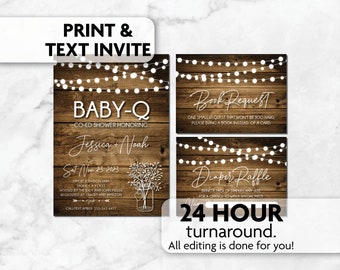 Baby-Q Shower Invitations | Diaper Raffle | Book Request | Print, Text or Email Invite
