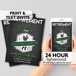 Golf Theme Retirement Invitation | Print, Text or Email Invite