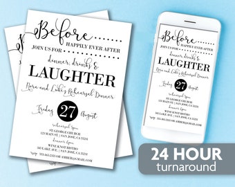 Invitación a la cena de ensayo / Antes de felices para siempre / Cena, bebidas y risas