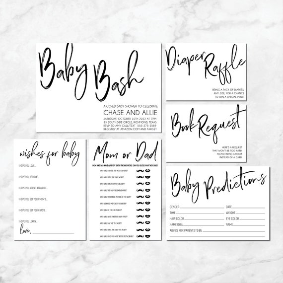 Baby Bash Shower Bundle Invitation Diaper Raffle Book Etsy Canada