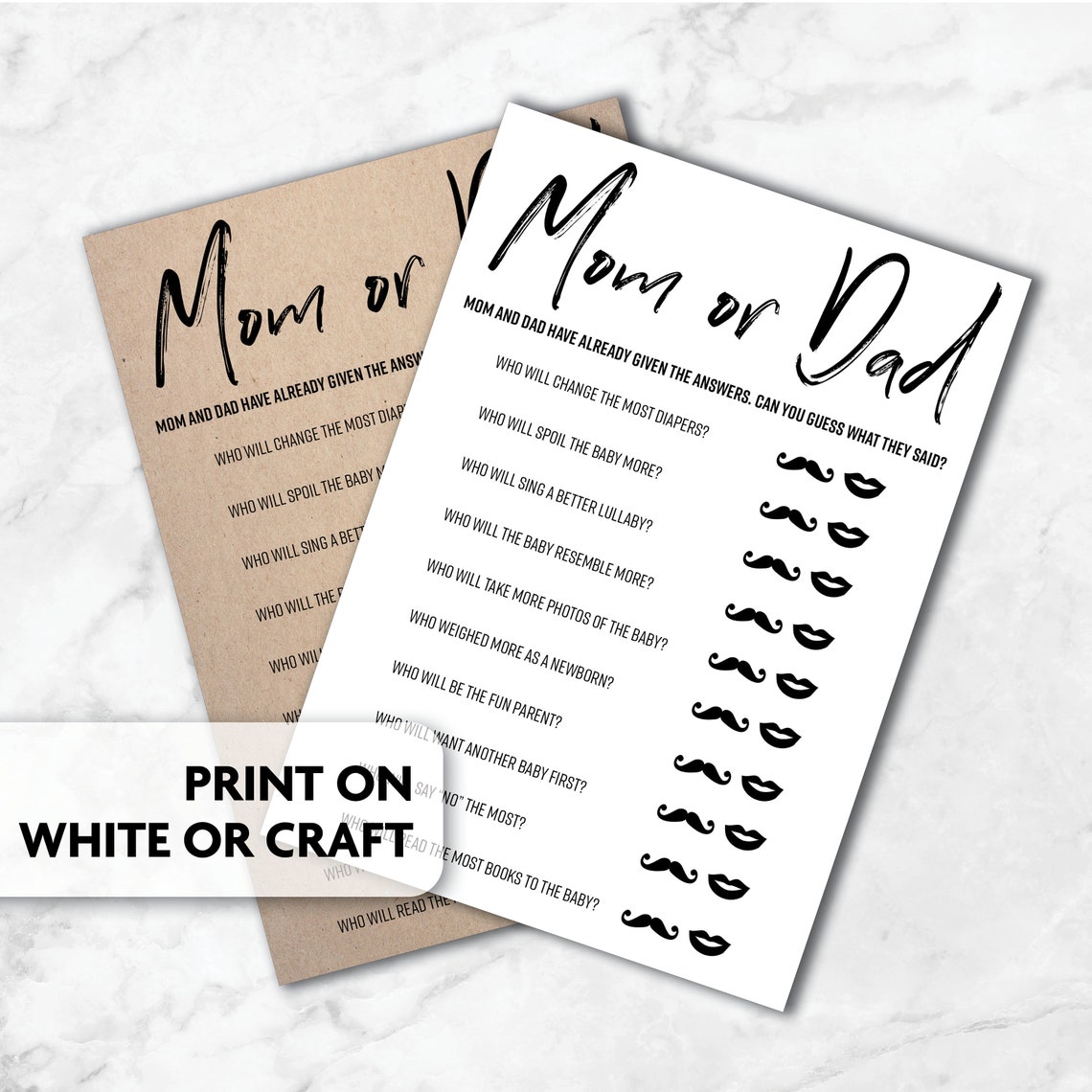 Guess Who Mom or Dad Baby Shower Game Instant Download - Etsy