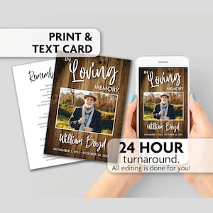 Memorial Poem Card | Celebration of Life | Prayer Card | Print, Text or Email
