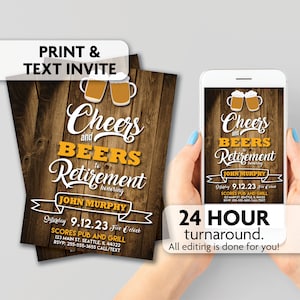 Cheers and Beers Retirement Invitation | Retro | Print, Text or Email Invite