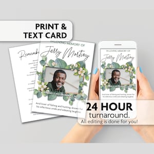 Memorial Poem Card | Celebration of Life | Prayer Card | Print, Text or Email