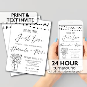 Nothing Fancy, Just Love Wedding Invitation | Print, Text or Email Invite