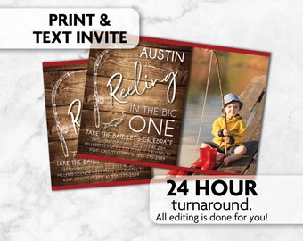 Birthday Fishing Invitation | Reeling in the Big One | Take the Bait | ANY Age | Print, Text or Email Invite