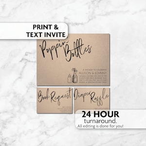 Poppin Bottles Baby Shower Invitation | Diaper Raffle | Book Card | Print, Text or Email Invite