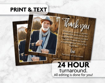 Memorial Thank You Card | Rustic | Print, Text or Email
