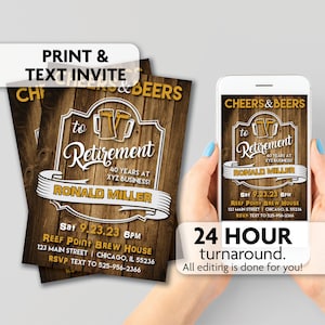 Cheers and Beers to Retirement Invitation | Print, Text or Email Invite