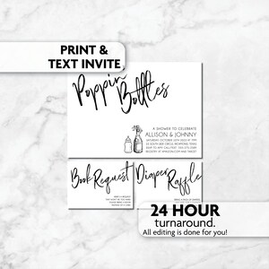 Poppin&#39; Bottles Baby Shower Invitation | Diaper Raffle | Book Card | Print, Text or Email Invite