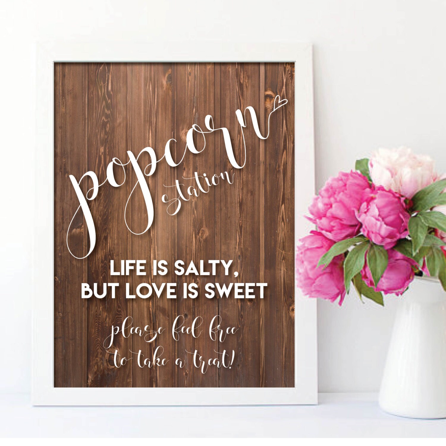 Popcorn Bar Sign Life is Salty Love is Sweet Etsy