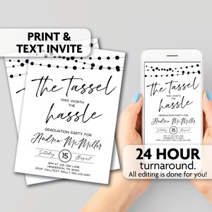 Tassel was Worth the Hassle Graduation Party Invitation | Print, Text or Email Invite | Class of 2023