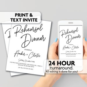 Rehearsal Dinner Invitations | Modern | Print, Text or Email Invite